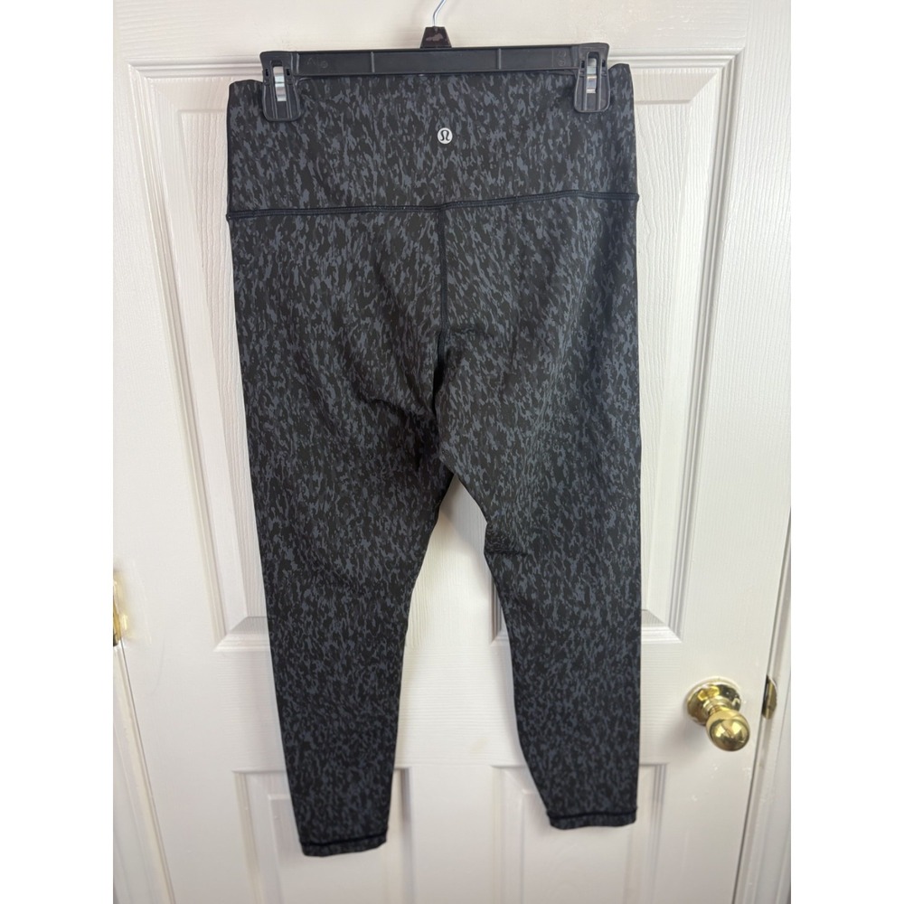 Lululemon Wunder Under Leggings Womens 10 Grey Black Camo Excellent High Rise